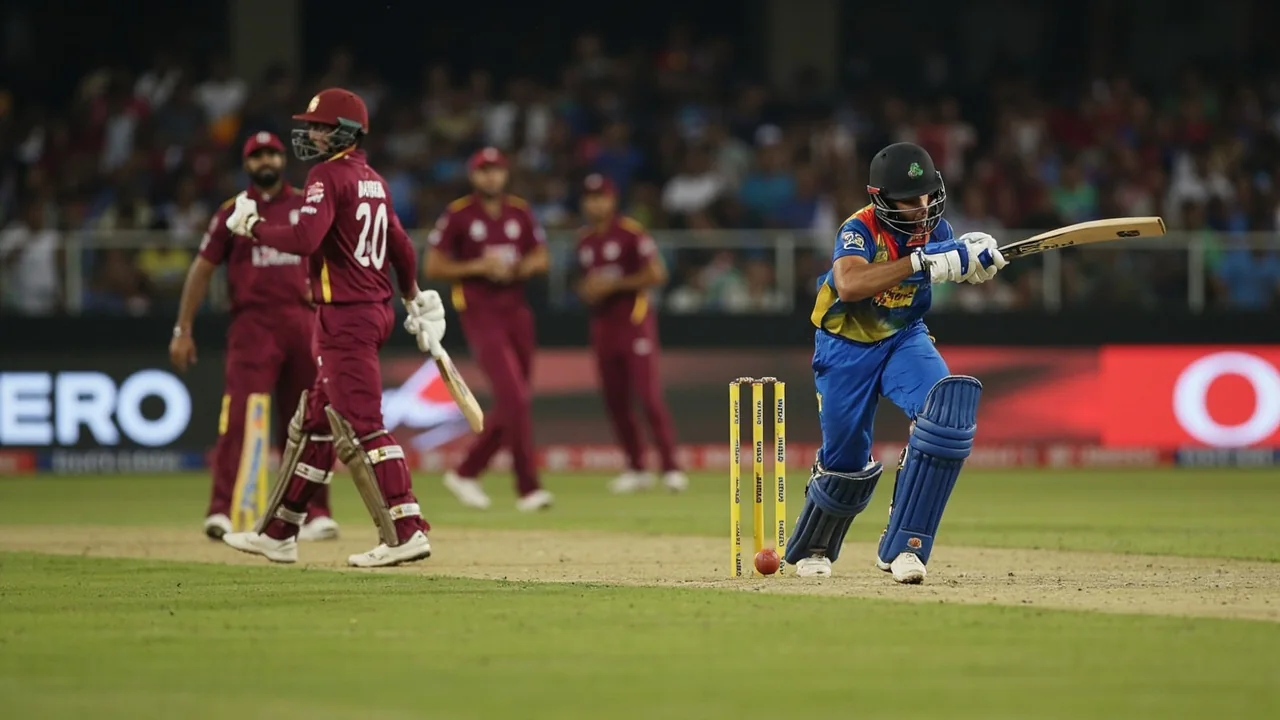 Sri Lanka spin bowler operating in the middle overs of an ODI at Sabina Park